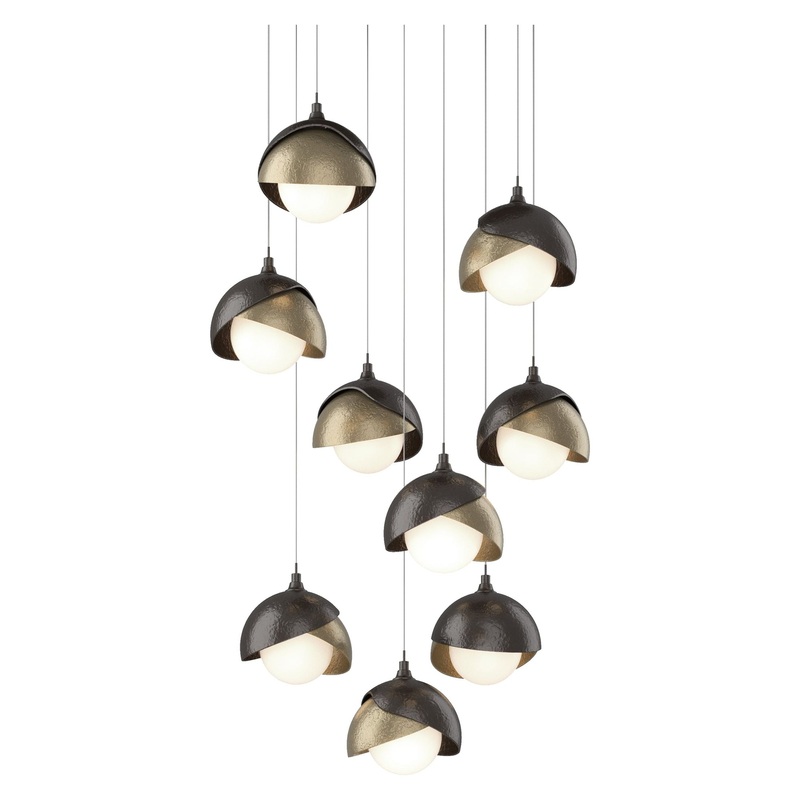 Brooklyn 9-Light Double Shade Pendant Oil Rubbed Bronze Soft Gold