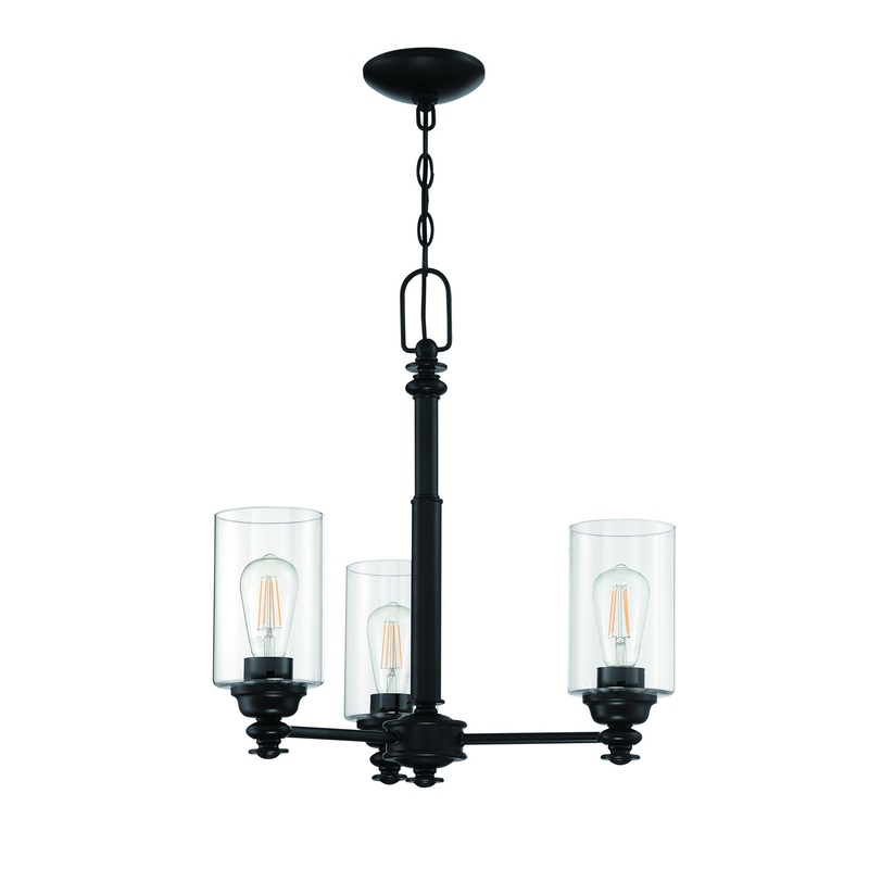 Craftmade 49823-FB-C Dardyn Three Light Chandelier Flat Black (Discontinued)