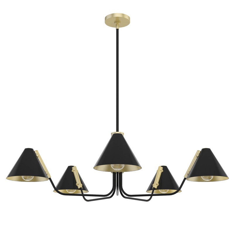 Five Light Chandelier from the Grove Isle Collection in Matte Black Finish by Hunter
