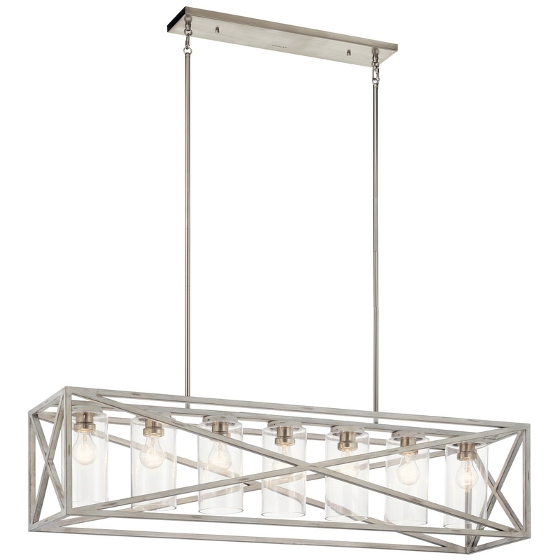 Kichler 44082DAW Seven Light Linear Chandelier, Distressed Antique White