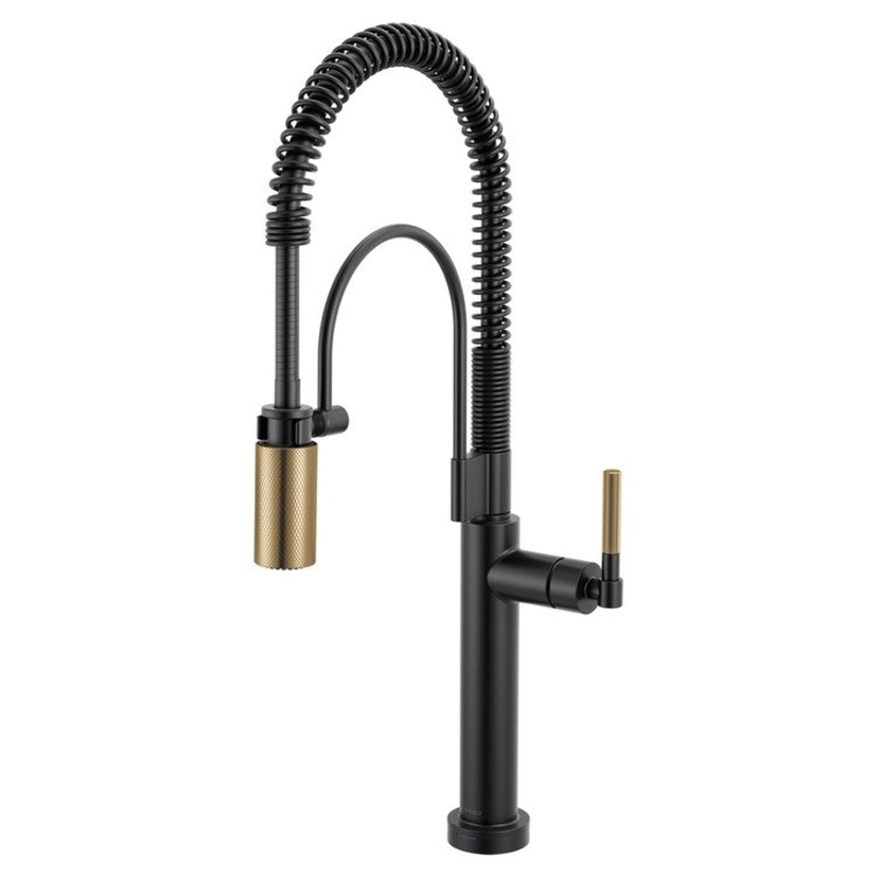Kitchen Faucet Litze Smarttouch Semi Professional 1 Knurled Handle ADA Matte Black/Brilliance Luxe Gold Gooseneck 360 DEG Swivel 1 Hole SmartTouch Technology with TempID 1.8 Gallons per Minute