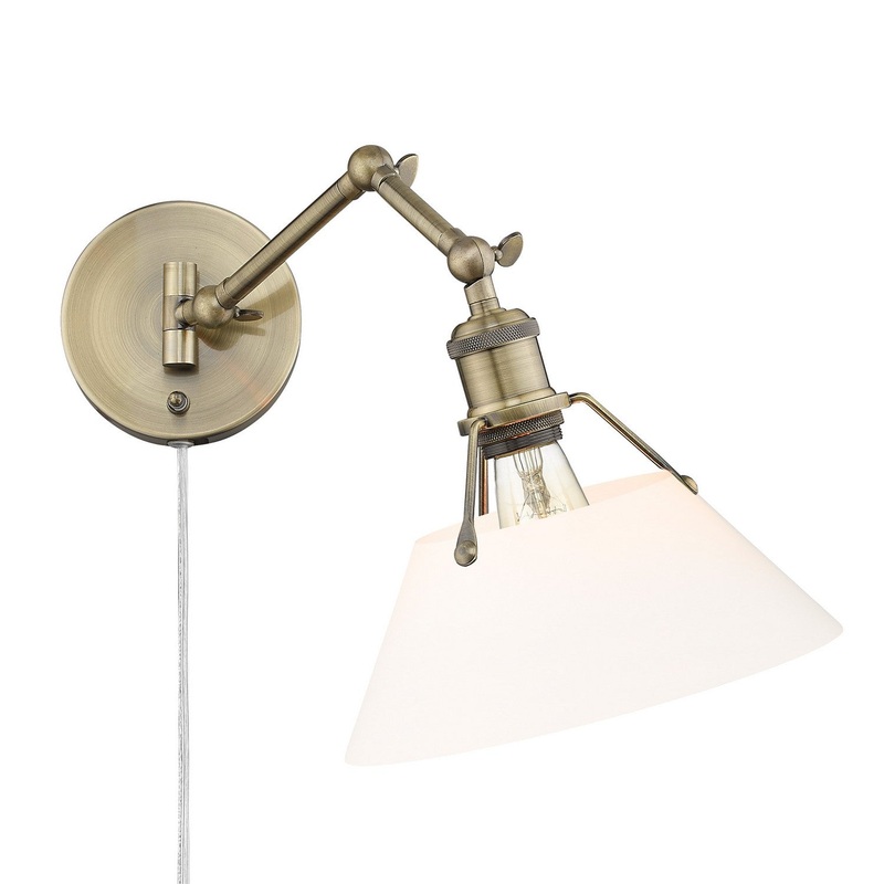 One Light Wall Sconce from the Orwell Collection in Aged Brass Finish by Golden