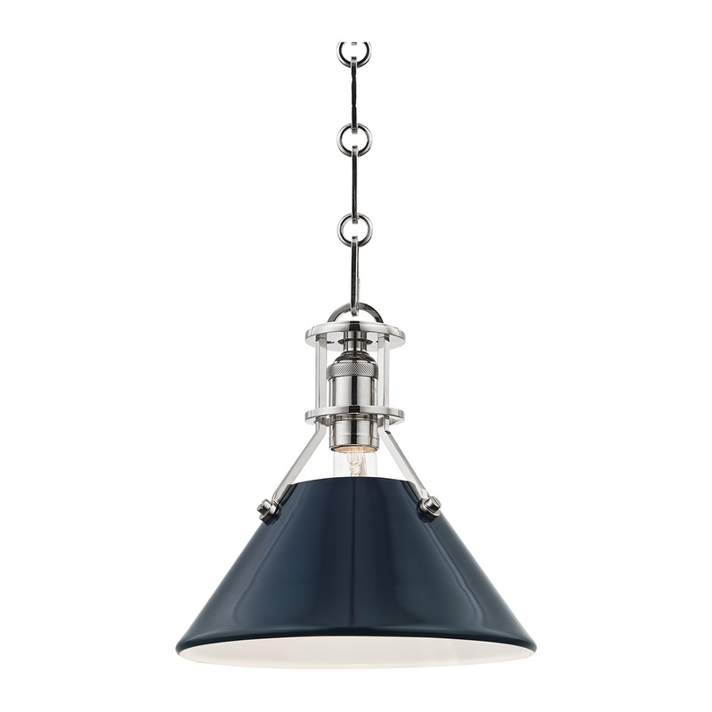 Painted No.2 1-Light Pendant Polished Nickel/Darkest Blue