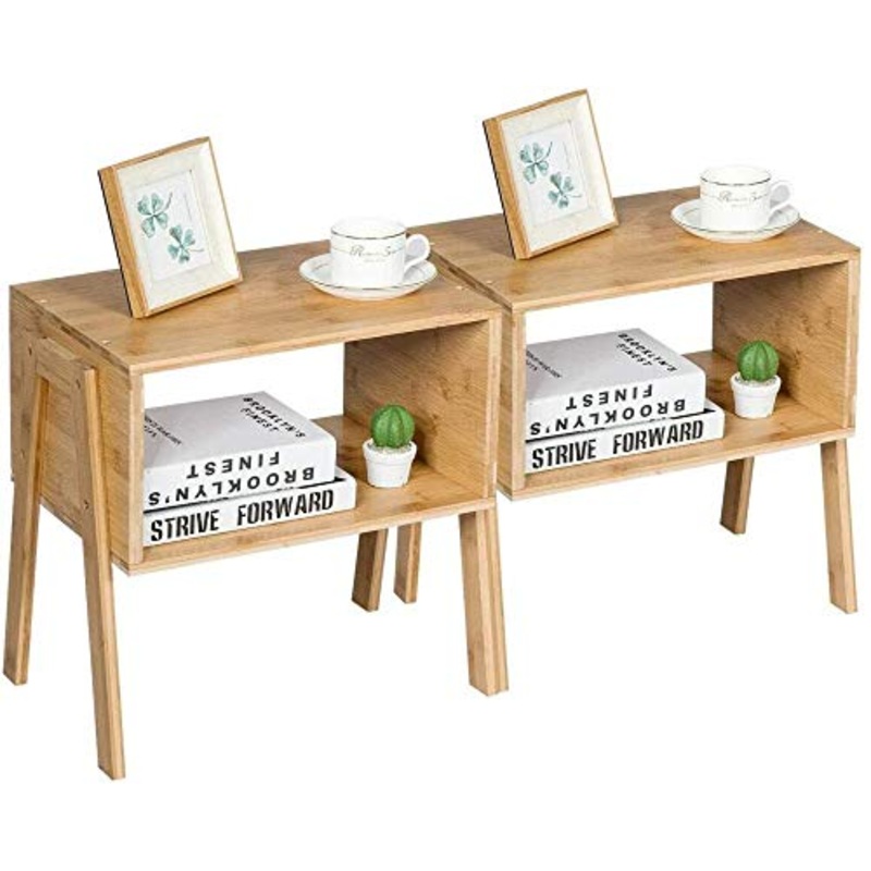 YRRA Set di 2 comodini bamb con Comodino con ripiano portaoggetti per Soggiorno Camera da Letto