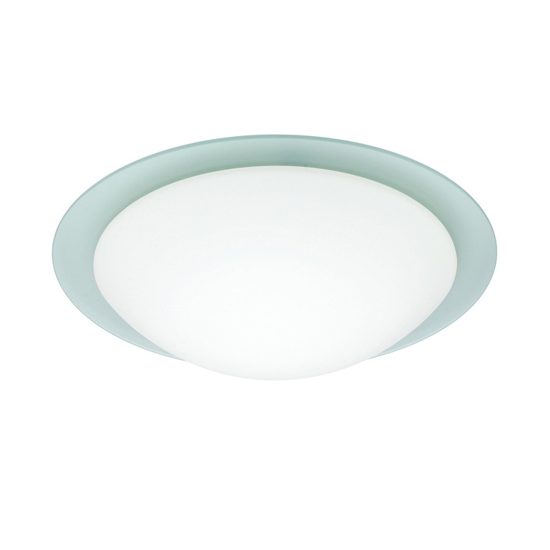 Besa 977225C Ring One Light Ceiling Mount White/Frost Ring