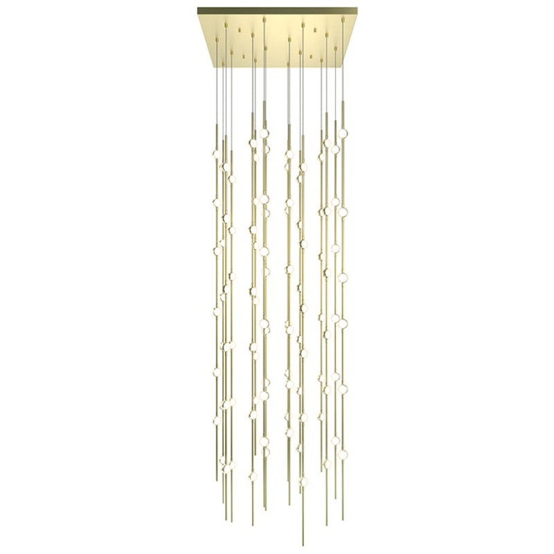 Constellation Andromeda 24″ Square LED Pendant Satin Brass with White Optical Acrylic 3000K 10′ Adjustable Cord