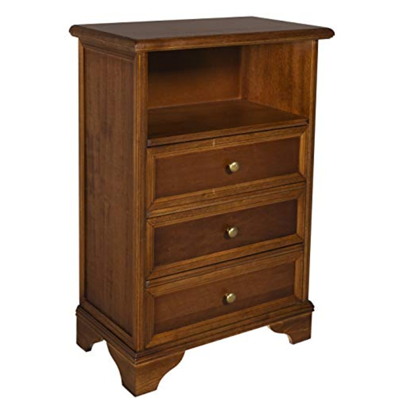 Dmora Comodino 1 vano + 3 cassetti, Legno-cm. 51 x 61 x 29 cm