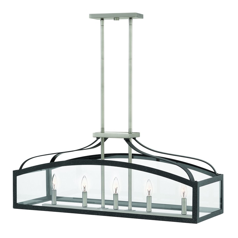 LED Linear Chandelier from the Clarendon Collection in Aged Zinc Finish by Hinkley
