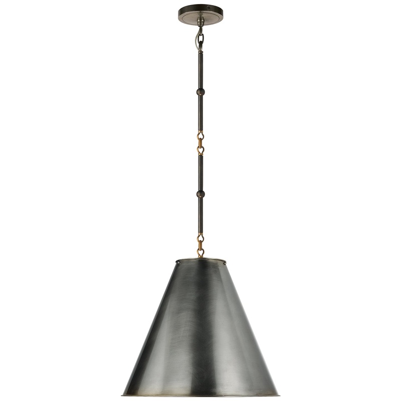 One Light Pendant from the Goodman Collection in Bronze With Antique Brass Finish by Visual Comfort Signature