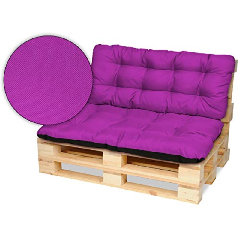 SuperKissen24. Cuscino per Bancale Divano Pallet 120×80 cm con Schienale 120×50 cm Seduta Impermeabile e Comodo per Divanetti da Esterno – Fucsia
