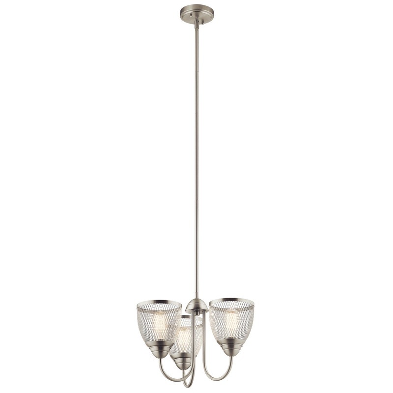 Three Light Chandelier/Semi Flush Mount from the Voclain Collection in Brushed Nickel Finish by Kichler