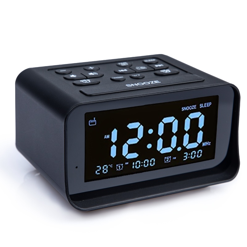 Bluetooth Alarm Clock with Thermometer – Black