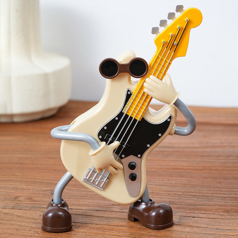 Dancing Musical Instrument Figurines – Wind-Up Guitar & Cello Toys with Moving Parts(Guitar)