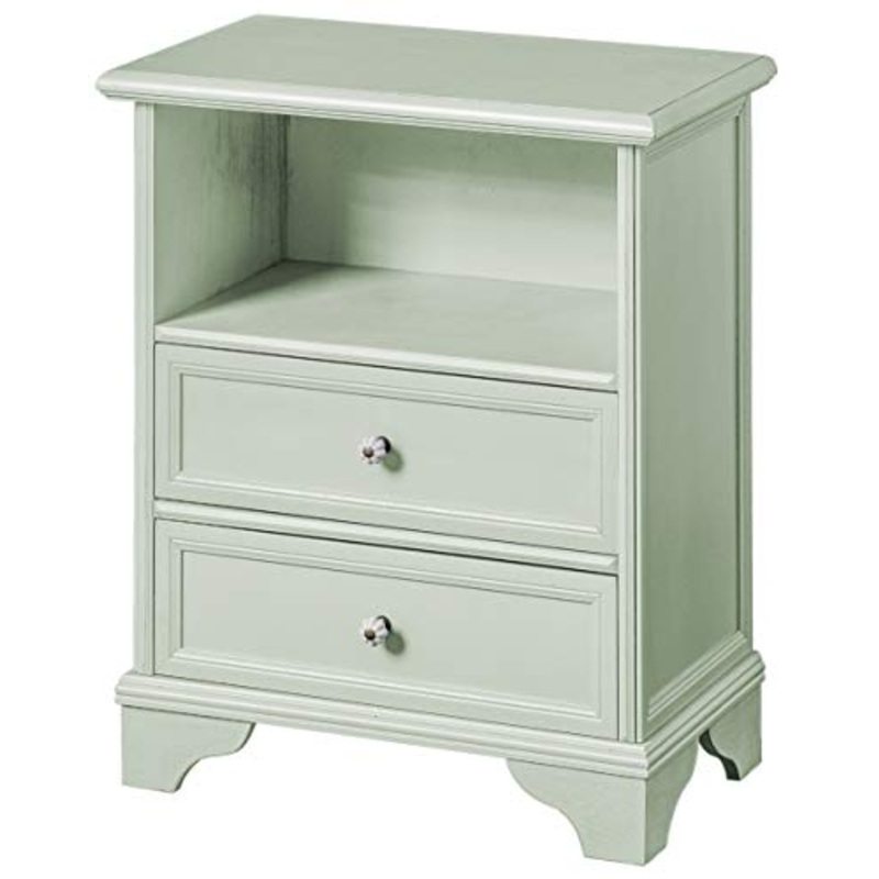 Dmora Comodino 1 vano + 2 cassetti, Legno, Grigio, 51 x 61 x 29 cm