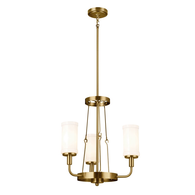 Kichler 52450NBR Three Light Mini Chandelier, Natural Brass