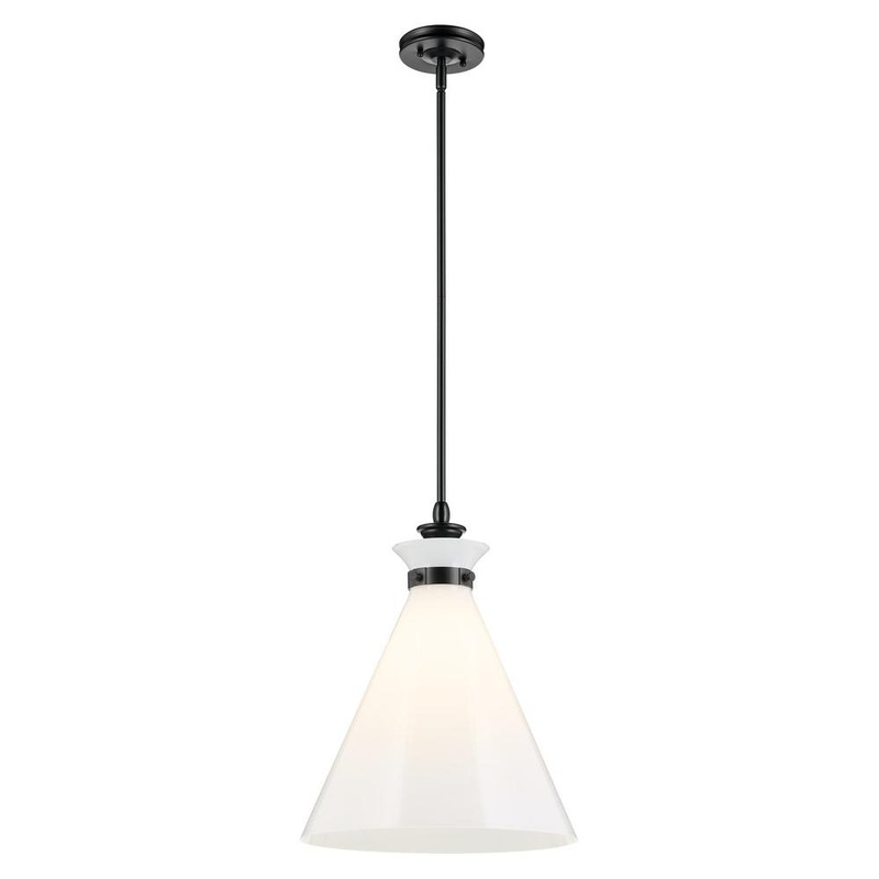 Laria 16″ 1-Light Pendant Black Opal Glass