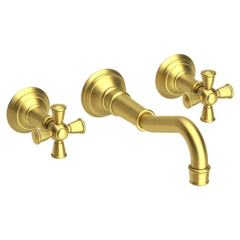 Lavatory Trim Jacobean Wall Mount 2 Cross Satin Brass PVD ADA Low Arc 1.2 Gallons per Minute