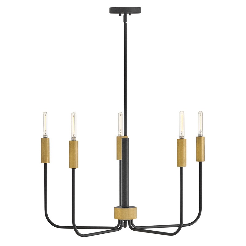LED Chandelier from the Austen Collection in Black Finish by Lark