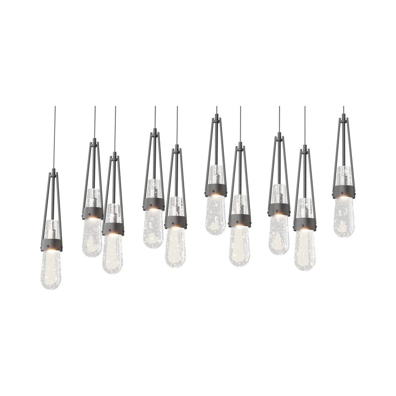 Link 10-Light Blown Glass Pendant Black Clear Bubble Glass (YG)