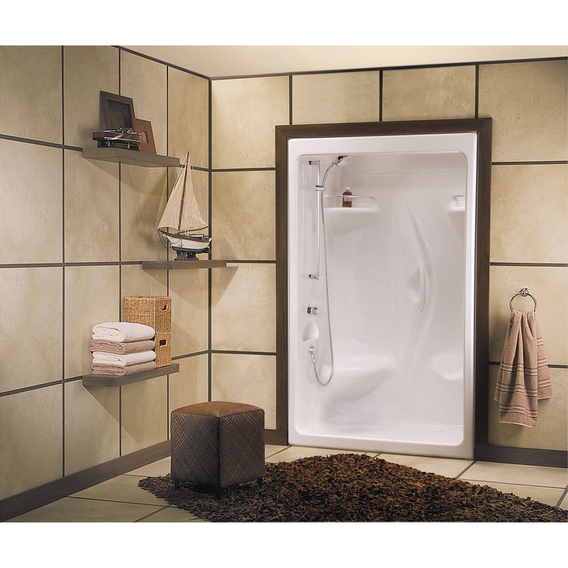 MAAX 101139-000-001-102 Stamina 48-I 51 x 36 Acrylic Alcove Center Drain Three-Piece Shower in White