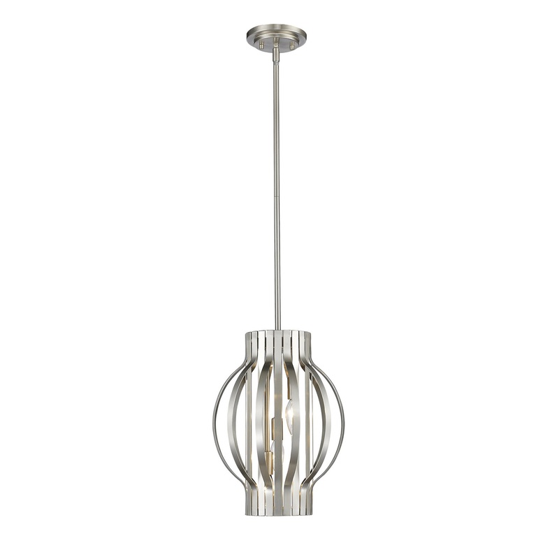 Three Light Pendant from the Moundou Collection in Brushed Nickel Finish by Z-Lite