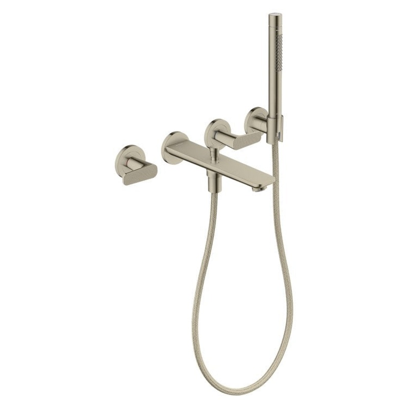 Tub Filler Trim Citterio C 2 Lever Cubic Cut Polished Nickel WaterSense 8 Inch Spread Wall Mount 5.3 Gallons per Minute