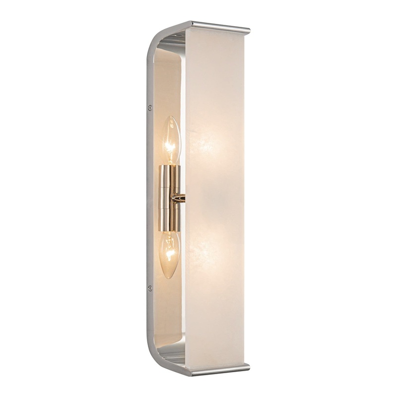 Two Light Vanity from the Abbott Collection in Polished Nickel/Alabaster Finish by Alora