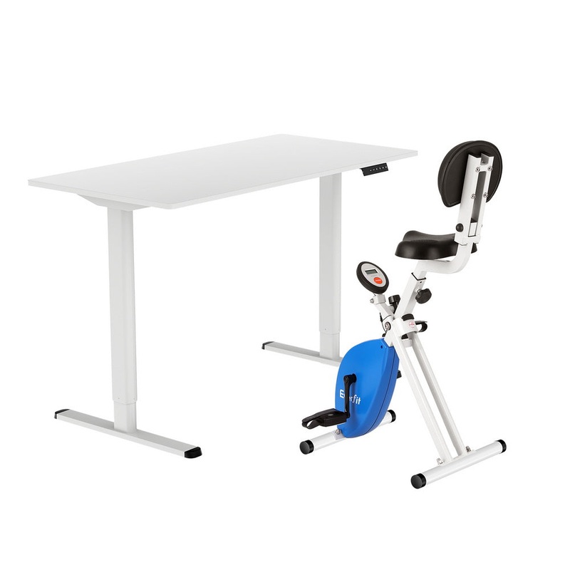 Artiss Under Desk Folding X-Bike with 120cm Automatic Standing Desk Magnetic Resistance White