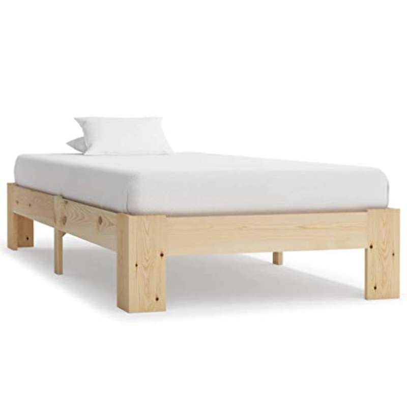BIGTO – Struttura letto in legno di pino massello, per camera da letto, 100 x 200 cm, colore: Marrone chiaro