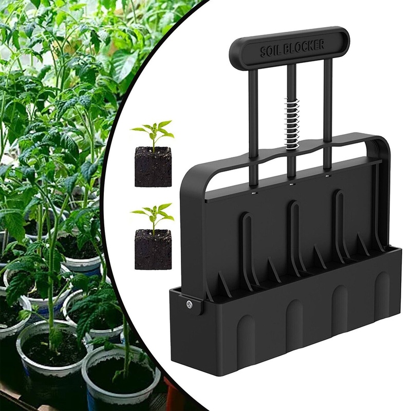 Black Manual Soil Blocker Tool – 5 x 5cm Block Maker for Seed Starting