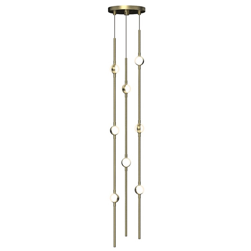 Constellation Andromeda Short 6″ Round LED Pendant Satin Brass with White Optical Acrylic 3000K 10′ Adjustable Cord