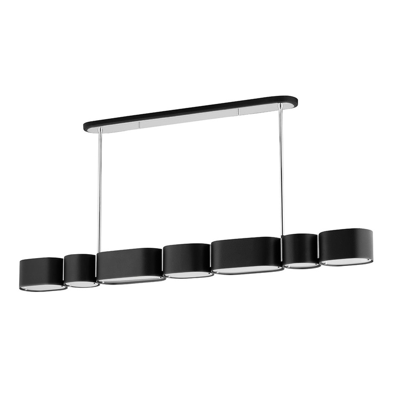 Corbett Lighting 393-54-SBK/SS Opal Seven Light Linear Soft Black/Stainless Steel