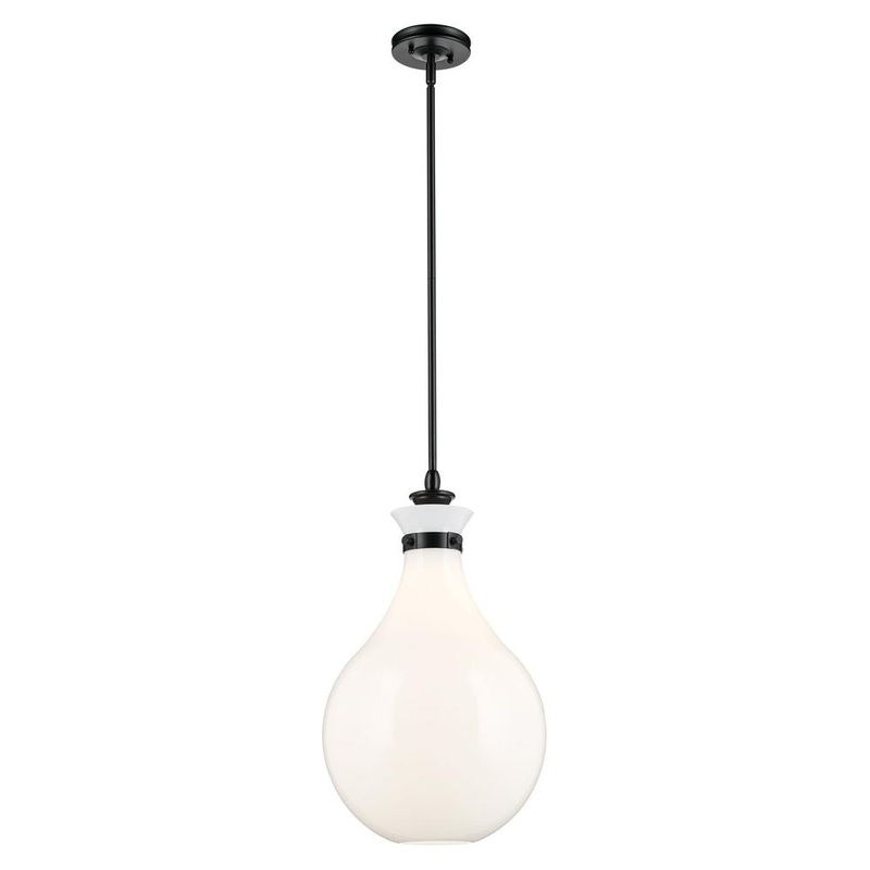 Laria 14″ 1-Light Pendant Black Opal Glass