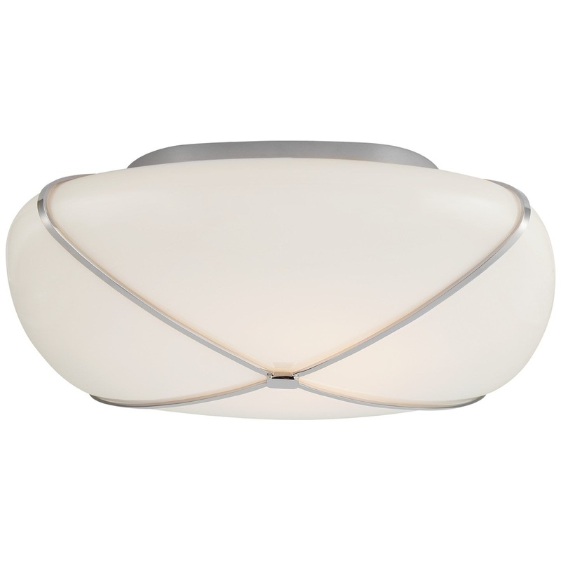 LED Flush Mount from the Fondant Collection in Polished Nickel Finish by Visual Comfort Signature