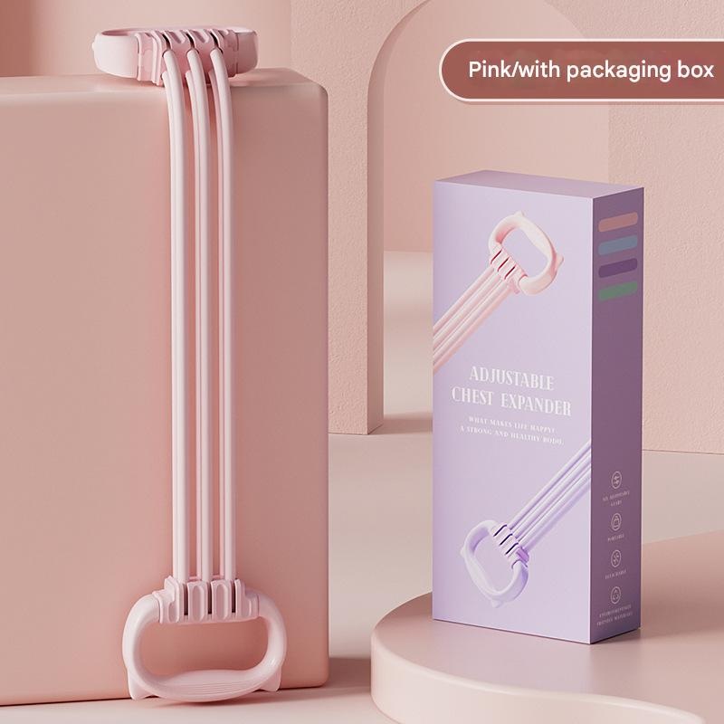 Pink Adjustable Resistance Chest Expander with 6 Levels – Cute Cat Ear Puller for Full Body Workout