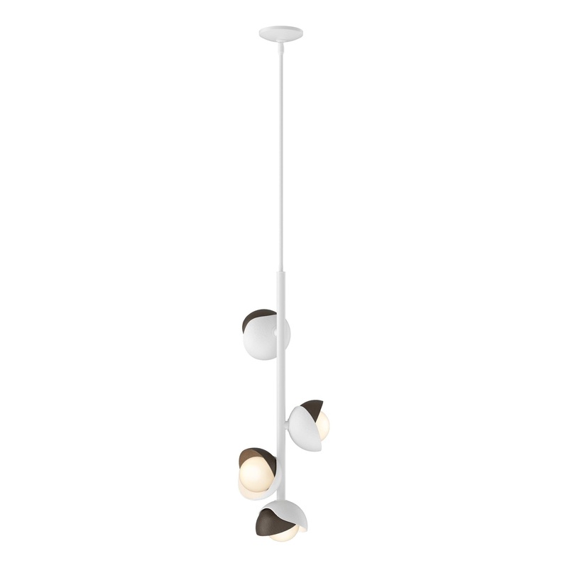 Brooklyn 4-Light Double Shade Vertical Pendant White Bronze