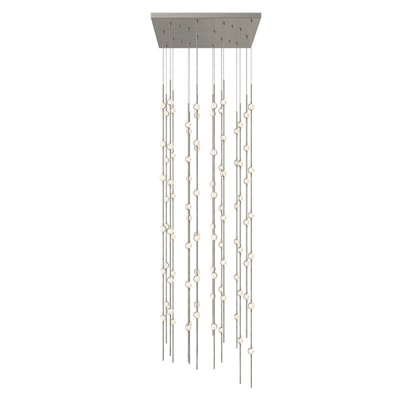 Constellation Andromeda 24″ Square LED Pendant Satin Nickel with Clear Faceted Acrylic 2700K 20′ Adjustable Cord