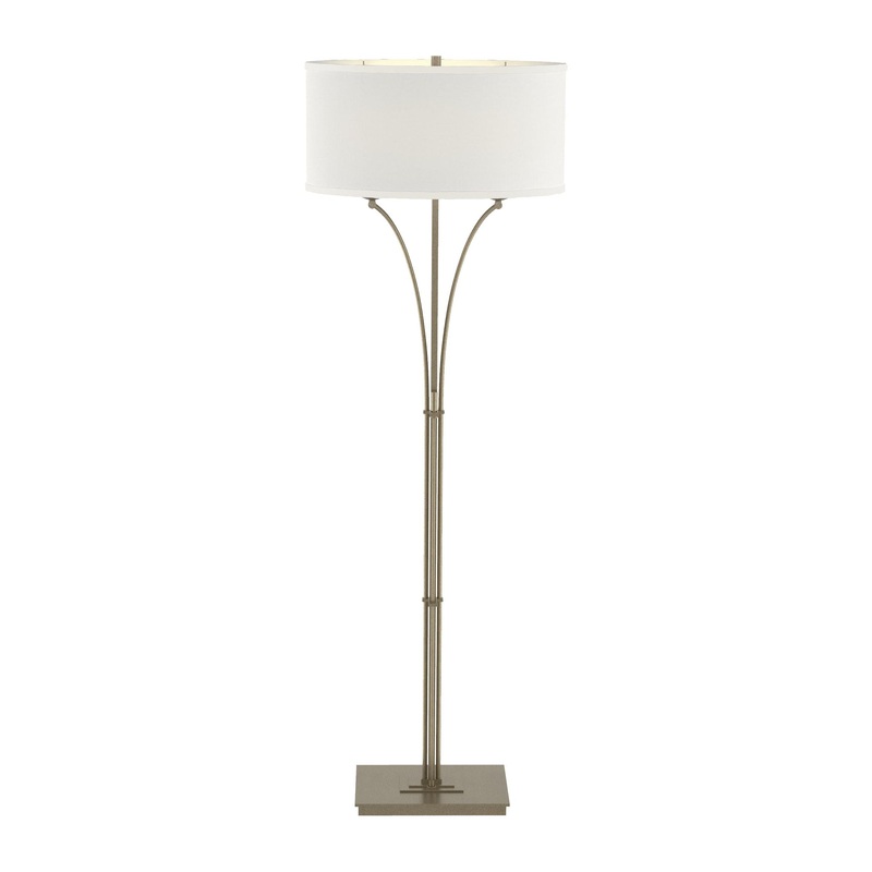 Contemporary Formae Floor Lamp Soft Gold Natural Anna Shade (SF)