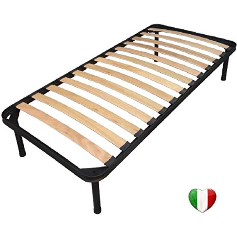 DOLCI SOGNI Rete Letto Singolo 80×200 cm Altezza 35cm, 4 Piedi Letto con Fissaggio a Doppio Bullone, Rete Singola con Doghe di Legno Pratica e Stabile, Rete Singola Doghe 80×200 – 100% Made In Italy