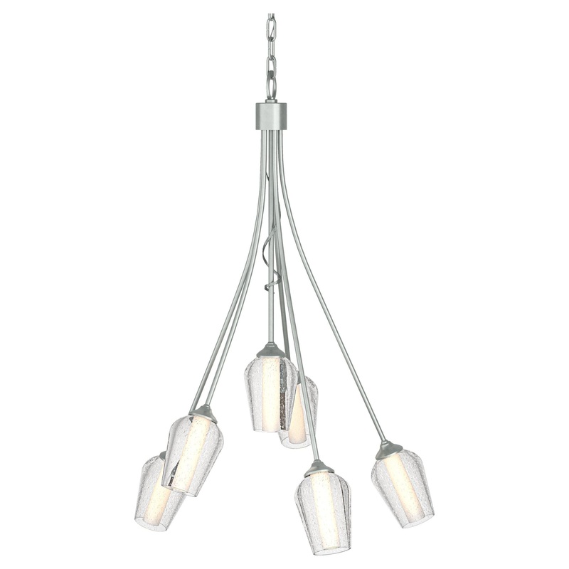 Flora 6-Arm Chandelier Vintage Platinum Seeded Glass with Opal Diffuser (ZS)
