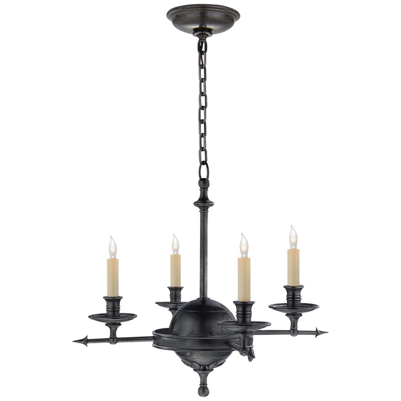 Four Light Chandelier from the Leaf And Arrow Collection in Bronze Finish by Visual Comfort Signature