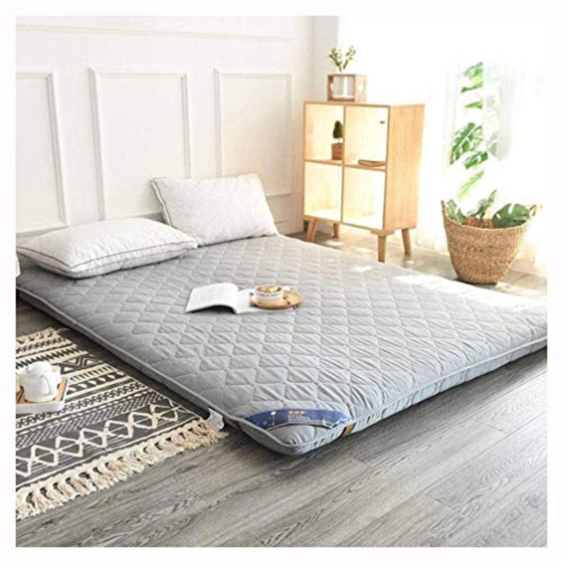 HANHJ Materasso Futon Pieghevole, Materassino Tatami Avvolgibile Morbido E Spesso Giapponese, per Studenti Ragazzi Ragazze Dormitorio/Casa Letto Pavimento,Gray-120200cm