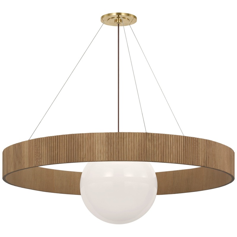LED Chandelier from the Arena Collection in Hand-Rubbed Antique Brass And White Glass Finish by Visual Comfort Signature
