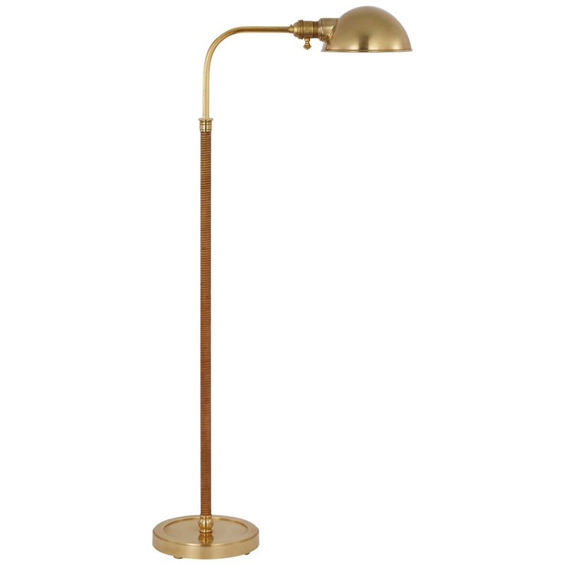 LED Floor Lamp from the Basden Collection in Antique-Burnished Brass And Natural Rattan Finish by Visual Comfort Signature