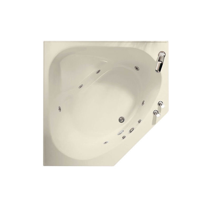 MAAX 100875-RL-097-004 Tandem 5454 Acrylic Corner Center Drain Combined Whirlpool & Aeroeffect Bathtub in Bone