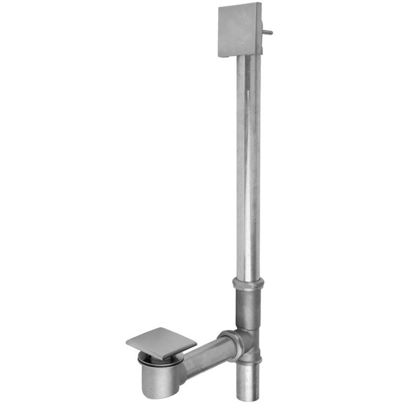 Tub Drain Bottom Outlet Standard Toe Control with Faceplate Square Waste Polished Nickel Brass 6 Inch