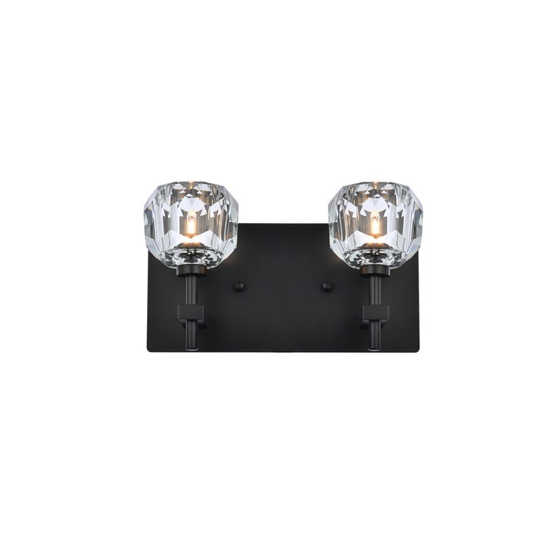 Two Light Wall Sconce from the Graham Collection in Black And Clear Finish by Elegant Lighting