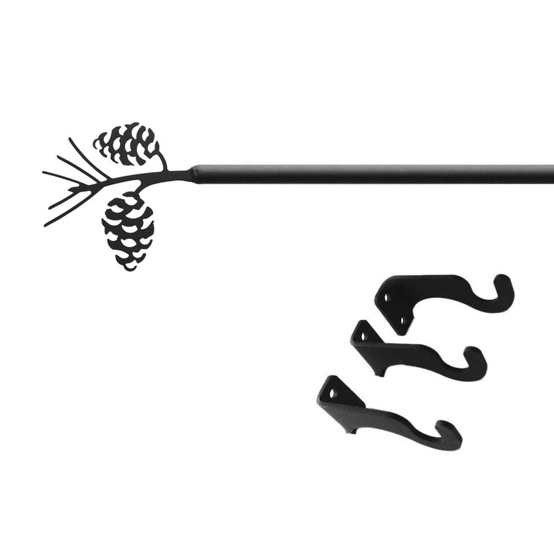 Village Wrought Iron CUR-89-130-S Pinecone Curtain Rod XL (Hardware is INCLUDED)