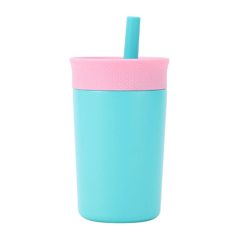 2 Pcs Light Blue 12oz Insulated Tumbler with Straw – 304 Stainless Steel, BPA-Free, Leak-Proof Coffee Mug for Hot and Cold Drinks