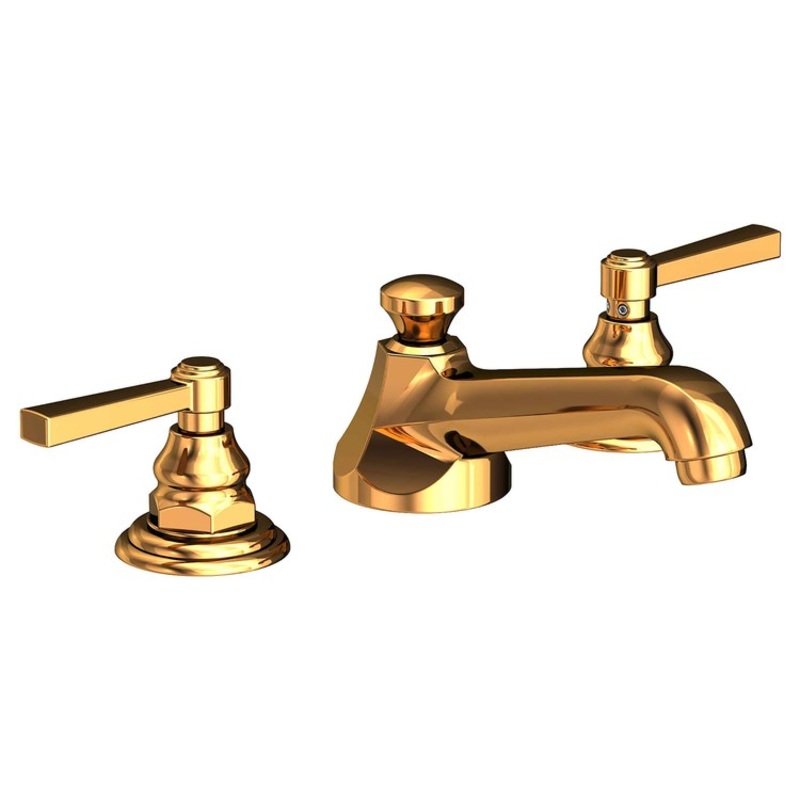 Astor Two Handle Widespread Bathroom Faucet with Lever Handles with Drain – Polished Gold PVD